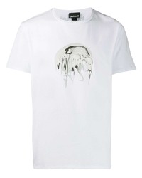 T-shirt à col rond imprimé blanc Just Cavalli