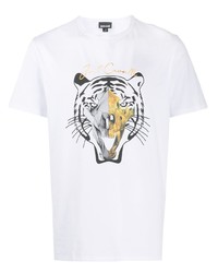 T-shirt à col rond imprimé blanc Just Cavalli