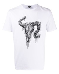 T-shirt à col rond imprimé blanc Just Cavalli