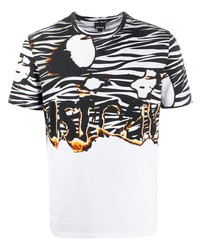 T-shirt à col rond imprimé blanc Just Cavalli