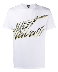 T-shirt à col rond imprimé blanc Just Cavalli