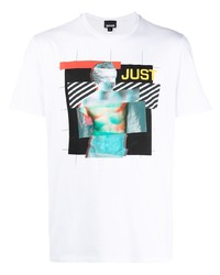 T-shirt à col rond imprimé blanc Just Cavalli