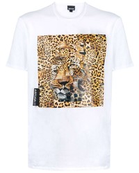 T-shirt à col rond imprimé blanc Just Cavalli