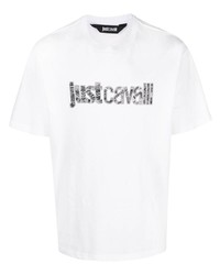 T-shirt à col rond imprimé blanc Just Cavalli