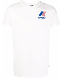 T-shirt à col rond imprimé blanc K-Way R&D