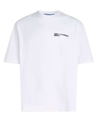 T-shirt à col rond imprimé blanc KARL LAGERFELD JEANS
