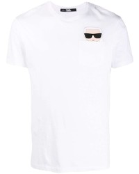 T-shirt à col rond imprimé blanc Karl Lagerfeld