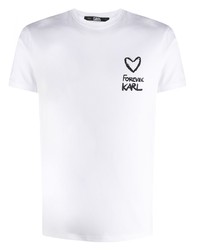 T-shirt à col rond imprimé blanc Karl Lagerfeld