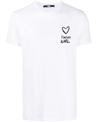 T-shirt à col rond imprimé blanc Karl Lagerfeld