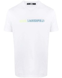 T-shirt à col rond imprimé blanc Karl Lagerfeld