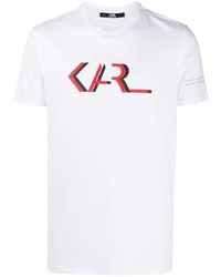 T-shirt à col rond imprimé blanc Karl Lagerfeld