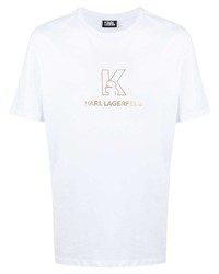 T-shirt à col rond imprimé blanc Karl Lagerfeld