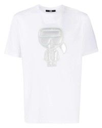 T-shirt à col rond imprimé blanc Karl Lagerfeld