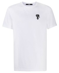 T-shirt à col rond imprimé blanc Karl Lagerfeld