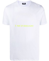 T-shirt à col rond imprimé blanc Karl Lagerfeld