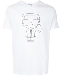 T-shirt à col rond imprimé blanc Karl Lagerfeld