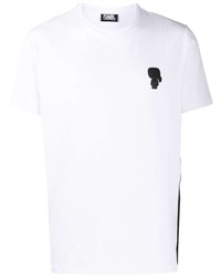 T-shirt à col rond imprimé blanc Karl Lagerfeld