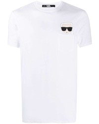 T-shirt à col rond imprimé blanc Karl Lagerfeld