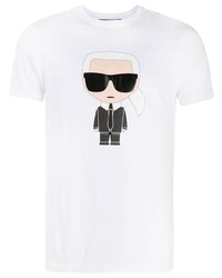 T-shirt à col rond imprimé blanc Karl Lagerfeld