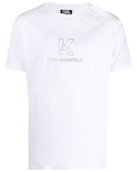 T-shirt à col rond imprimé blanc Karl Lagerfeld