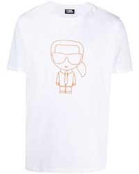 T-shirt à col rond imprimé blanc Karl Lagerfeld