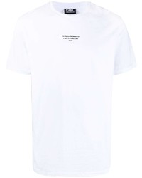 T-shirt à col rond imprimé blanc Karl Lagerfeld