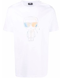 T-shirt à col rond imprimé blanc Karl Lagerfeld