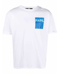 T-shirt à col rond imprimé blanc Karl Lagerfeld