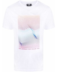 T-shirt à col rond imprimé blanc Karl Lagerfeld