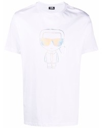 T-shirt à col rond imprimé blanc Karl Lagerfeld