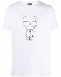 T-shirt à col rond imprimé blanc Karl Lagerfeld