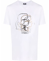 T-shirt à col rond imprimé blanc Karl Lagerfeld