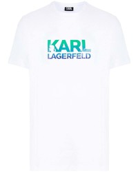 T-shirt à col rond imprimé blanc Karl Lagerfeld