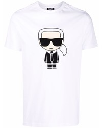 T-shirt à col rond imprimé blanc Karl Lagerfeld