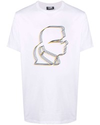 T-shirt à col rond imprimé blanc Karl Lagerfeld