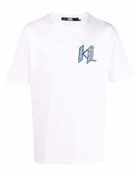 T-shirt à col rond imprimé blanc Karl Lagerfeld