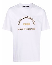 T-shirt à col rond imprimé blanc Karl Lagerfeld