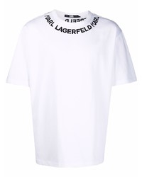 T-shirt à col rond imprimé blanc Karl Lagerfeld