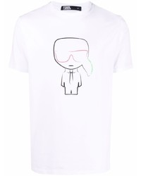 T-shirt à col rond imprimé blanc Karl Lagerfeld