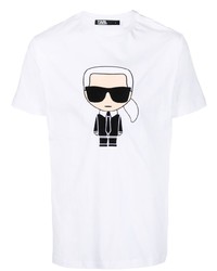 T-shirt à col rond imprimé blanc Karl Lagerfeld