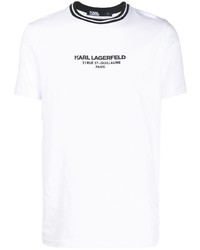 T-shirt à col rond imprimé blanc Karl Lagerfeld