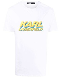 T-shirt à col rond imprimé blanc Karl Lagerfeld