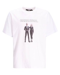 T-shirt à col rond imprimé blanc Karl Lagerfeld