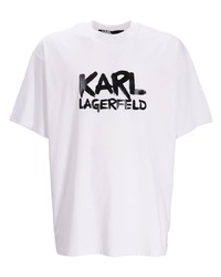 T-shirt à col rond imprimé blanc Karl Lagerfeld