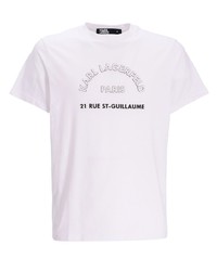 T-shirt à col rond imprimé blanc Karl Lagerfeld