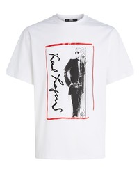 T-shirt à col rond imprimé blanc Karl Lagerfeld