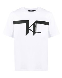 T-shirt à col rond imprimé blanc Karl Lagerfeld