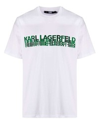 T-shirt à col rond imprimé blanc Karl Lagerfeld