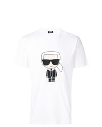 T-shirt à col rond imprimé blanc Karl Lagerfeld