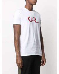 T-shirt à col rond imprimé blanc Karl Lagerfeld